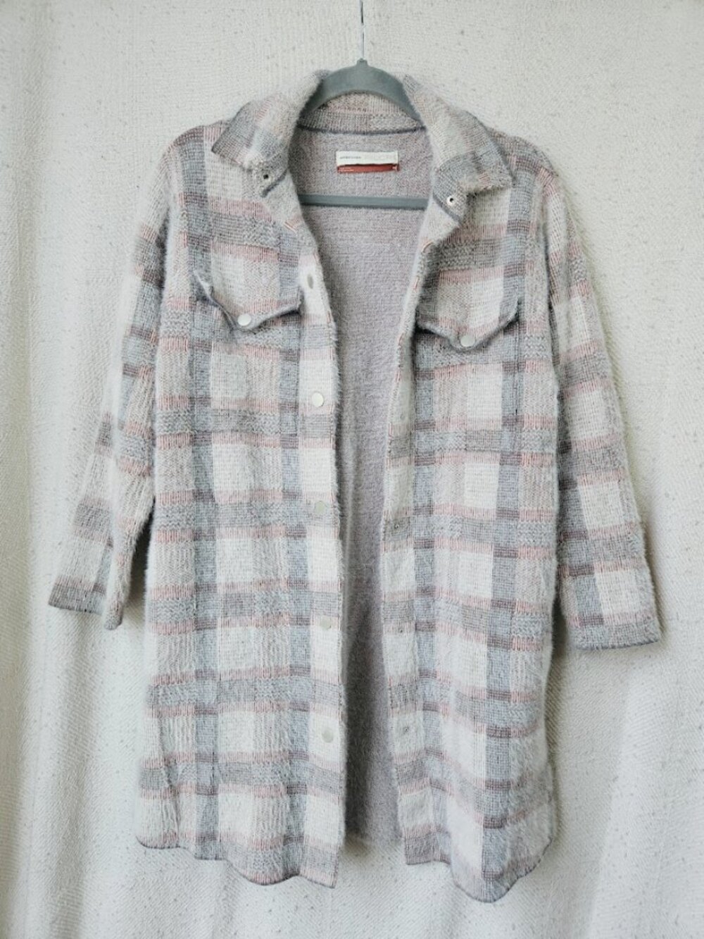 Anthropologie Pilcro Plaid Eliza Shacket Jacket Eyelash Pastel Checkered Size XS